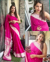 Load image into Gallery viewer, Magentha Pink Paithani Soft Georgette Sarees
