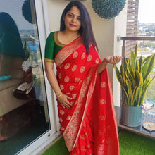 Load image into Gallery viewer, Red Banarasi satin sarees
