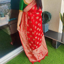 Load image into Gallery viewer, Red Banarasi satin sarees
