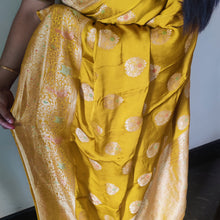 Load image into Gallery viewer, Masturd Yellow Meenakri Banarasi satin sarees
