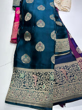 Load image into Gallery viewer, Ink Blue  Meenakri Banarasi satin sarees
