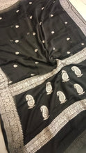 Load image into Gallery viewer, Black Pure Khaddi Chiffon sarees
