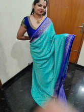 Load image into Gallery viewer, Royal Blue and Newy Blue Chex Semi Georgette sarees
