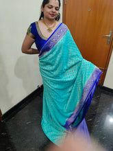 Load image into Gallery viewer, Royal Blue and Newy Blue Chex Semi Georgette sarees
