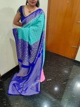 Load image into Gallery viewer, Royal Blue and Newy Blue Chex Semi Georgette sarees
