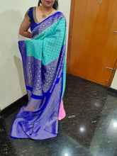 Load image into Gallery viewer, Royal Blue and Newy Blue Chex Semi Georgette sarees
