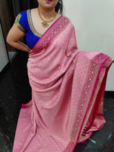 Load image into Gallery viewer, Maroon and Pink Chex Semi Georgette sarees
