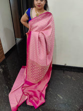 Load image into Gallery viewer, Maroon and Pink Chex Semi Georgette sarees
