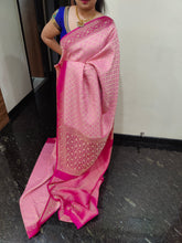 Load image into Gallery viewer, Maroon and Pink Chex Semi Georgette sarees
