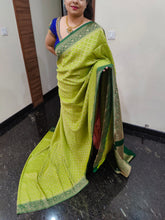 Load image into Gallery viewer, Mehendi Green and dark green Chex Semi Georgette sarees
