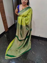 Load image into Gallery viewer, Mehendi Green and dark green Chex Semi Georgette sarees
