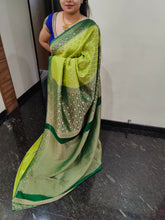 Load image into Gallery viewer, Mehendi Green and dark green Chex Semi Georgette sarees
