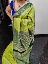 Load image into Gallery viewer, Mehendi Green and dark green Chex Semi Georgette sarees
