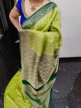 Load image into Gallery viewer, Mehendi Green and dark green Chex Semi Georgette sarees
