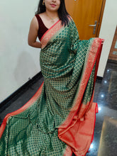 Load image into Gallery viewer, Yellow and green Chex Semi Georgette sarees
