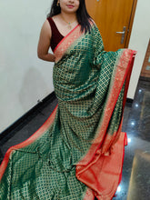 Load image into Gallery viewer, Green and Red  Chex Semi Georgette sarees
