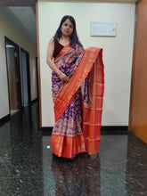 Load image into Gallery viewer, Purple and Red Kalamkari chanderi silk sarees
