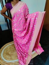 Load image into Gallery viewer, Baby Pink Designer Jaal Crepe Georgette Saree
