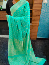 Load image into Gallery viewer, Pastel green Desinger Soft Georgette Star sarees
