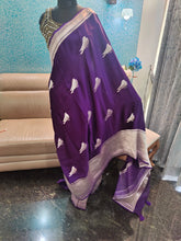 Load image into Gallery viewer, Purple  Bird Banarasi Satin Sarees
