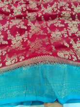 Load image into Gallery viewer, Maroon and Blue Pure Jaal Crepe Georgette sarees-
