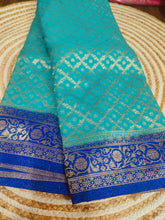 Load image into Gallery viewer, Royal Blue and Newy Blue Chex Semi Georgette sarees
