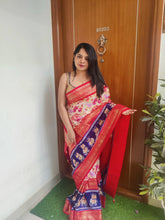 Load image into Gallery viewer, Red floral ikkat print  patola sarees
