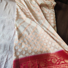 Load image into Gallery viewer, Cream and Maroon Designer soft silk saree
