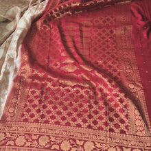 Load image into Gallery viewer, Cream and Maroon Designer soft silk saree
