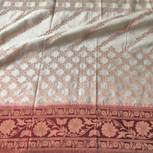 Load image into Gallery viewer, Cream and Maroon Designer soft silk saree
