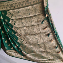 Load image into Gallery viewer, Dark Green Cotton silk saree
