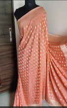 Load image into Gallery viewer, Peach Desinger Soft Georgette sarees
