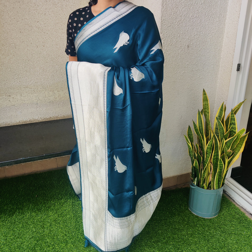 Blue Bird Banarasi Satin Sarees