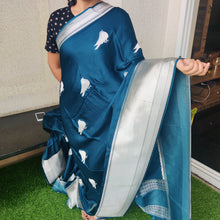 Load image into Gallery viewer, Blue Bird Banarasi Satin Sarees
