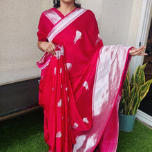 Load image into Gallery viewer, Pink Bird Banarasi Satin Sarees
