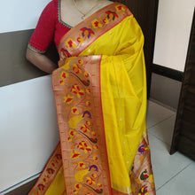 Load image into Gallery viewer, Yellow Paithani soft silk sarees
