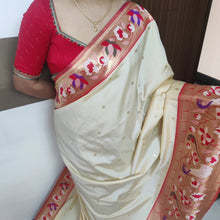 Load image into Gallery viewer, Cream Paithani soft silk sarees
