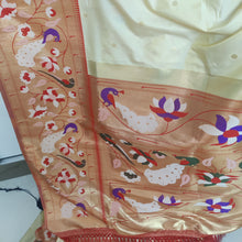 Load image into Gallery viewer, Cream Paithani soft silk sarees
