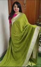 Load image into Gallery viewer, Mehendi Green Paithani Soft Georgette Sarees
