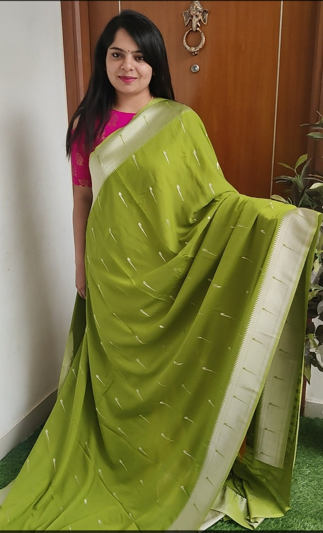 Mehendi Green Paithani Soft Georgette Sarees