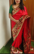 Load image into Gallery viewer, Red Paithani soft silk sarees
