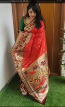 Load image into Gallery viewer, Red Paithani soft silk sarees
