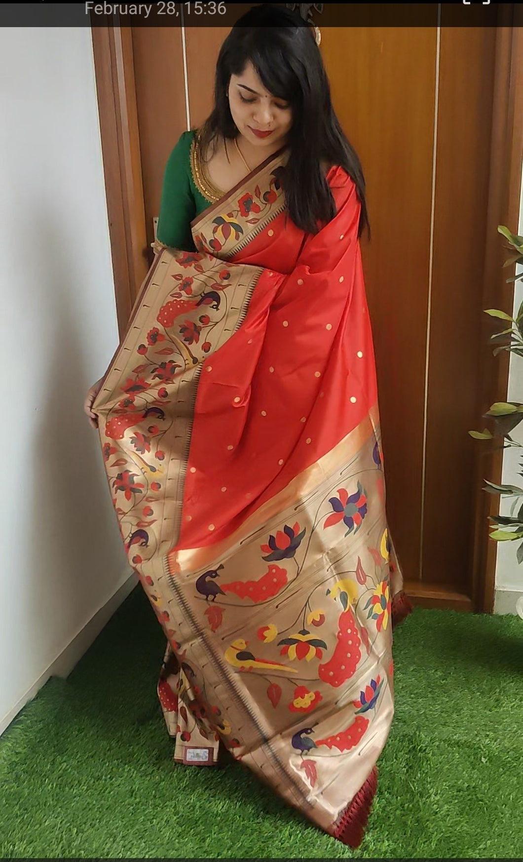 Red Paithani soft silk sarees