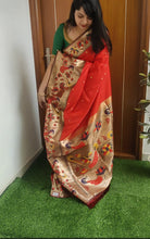 Load image into Gallery viewer, Red Paithani soft silk sarees
