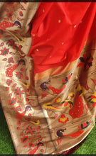 Load image into Gallery viewer, Red Paithani soft silk sarees
