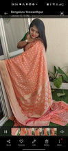 Load image into Gallery viewer, Peach Desinger soft Georgette saree
