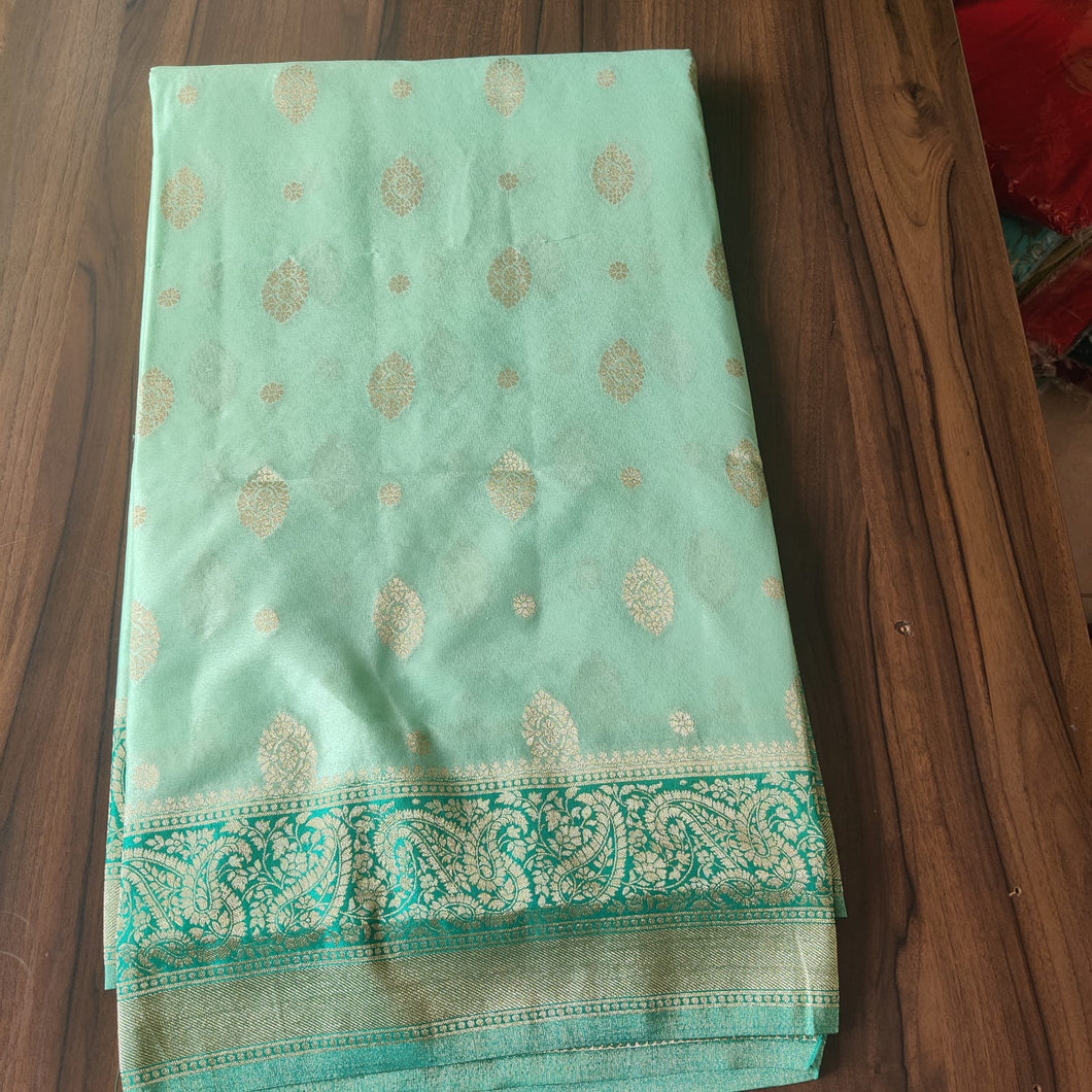 Pista green and green  Designer Crepe Georgette Buttas sarees