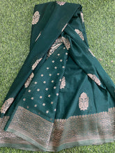 Load image into Gallery viewer, Bottle Green Designer Crepe Georgette Buttas sarees
