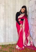 Load image into Gallery viewer, Magentha Pink Paithani Soft Georgette Sarees
