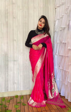 Load image into Gallery viewer, Magentha Pink Paithani Soft Georgette Sarees
